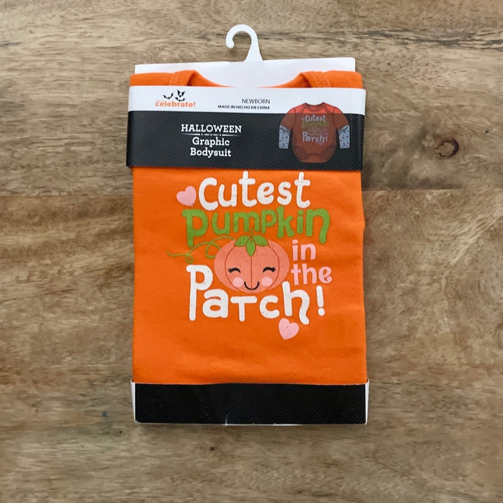 5/$20 NEW NB Girls Sparkly CUTEST PUMPKIN IN THE PATCH! Halloween LS Bodysuit